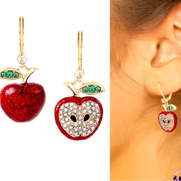 New Betsey Johnson Back to Cool Apple Lever Back Earrings - Picture 2 of 9